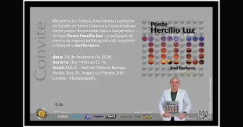 (Foto: Site Floripa / Divulgação) Lançamento do livro Ponte Hercílio Luz em Florianópolis em 24 de fevereiro