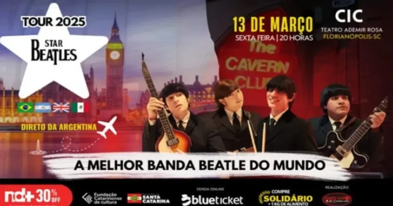 (Foto: Site Floripa / Divulgação) Show Star Beatles em Florianópolis no Teatro Ademir Rosa
