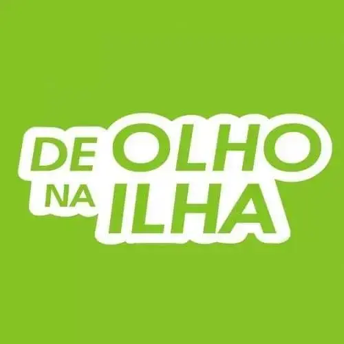 De olho na Ilha em letras brancas sobre fundo verde.