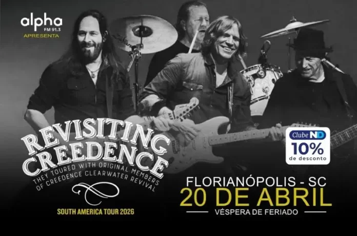 Cartaz do show Revisiting Creedence com data, local e desconto para assinantes do Clube ND.