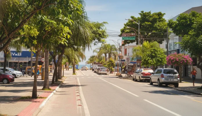 Praia de Canasvieiras com ondas fortes devido à ressaca no litoral catarinense
