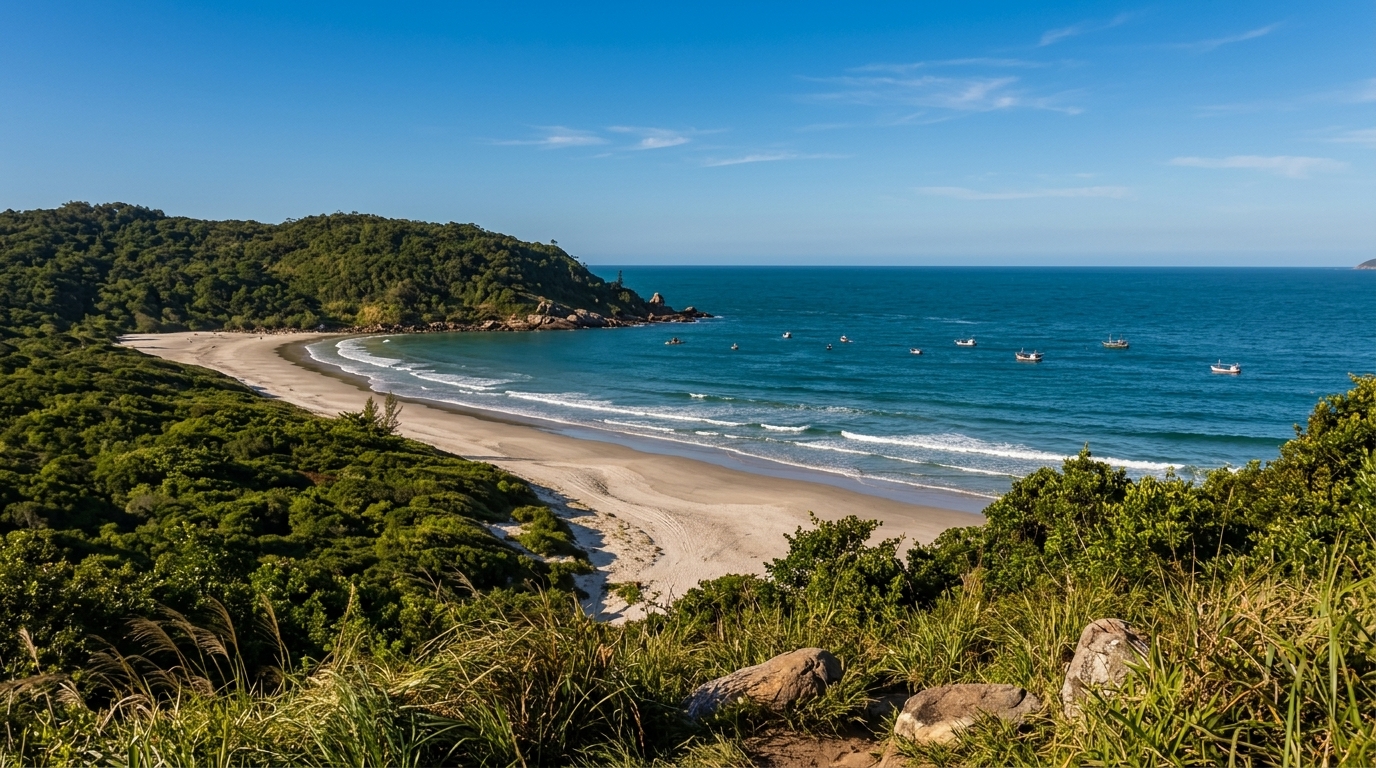 Vista aérea de Florianópolis mostrando novas construções e melhorias urbanas