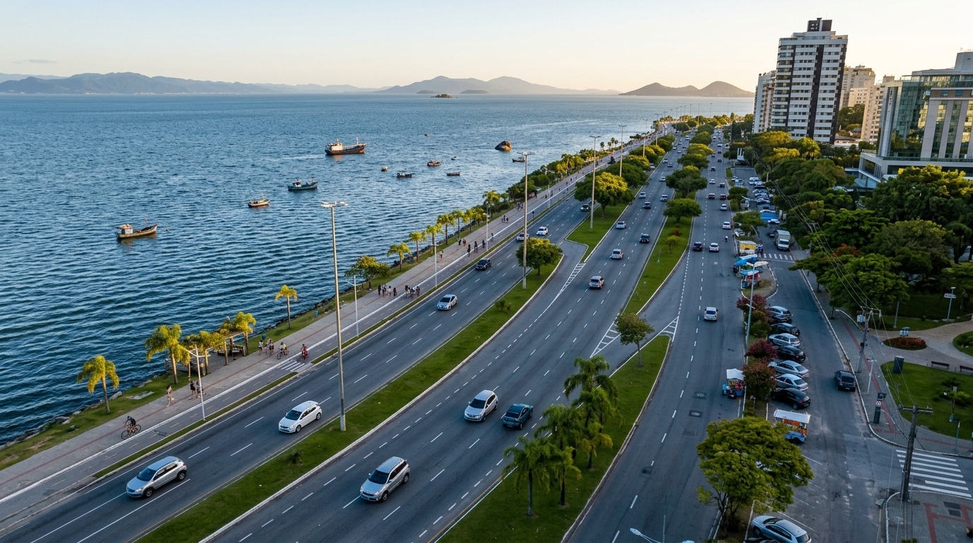Bairros de Florianópolis redefinidos, mostrando as mudanças na paisagem urbana