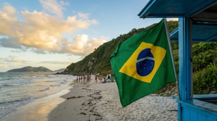 Equipe do ICMBio em Jurerê realizando atividades de gestão ambiental